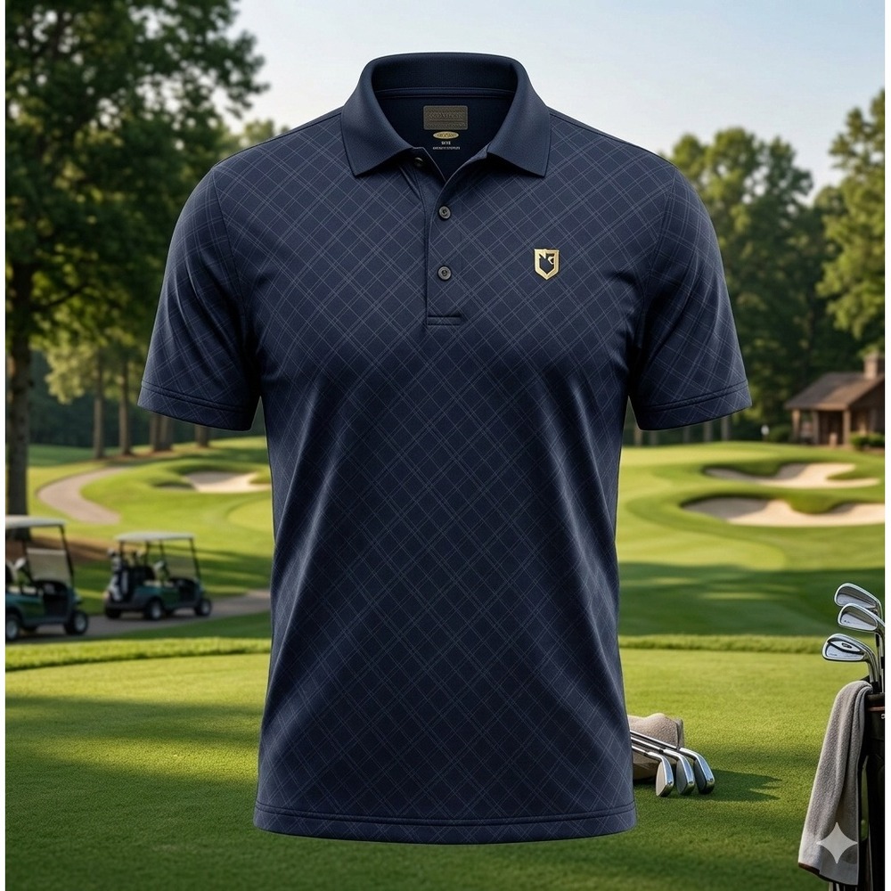 Greg Norman Play Dry Men's Dark Blue Royal Melbourne Golf Polo Shirt. Size M